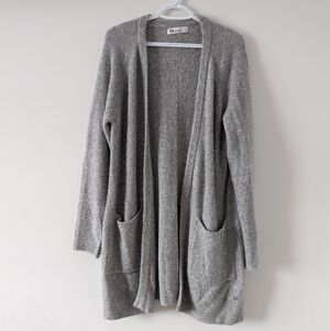 FIG Women's Heather Grey Open Front Cardigan Size S Soft Cozy Reading